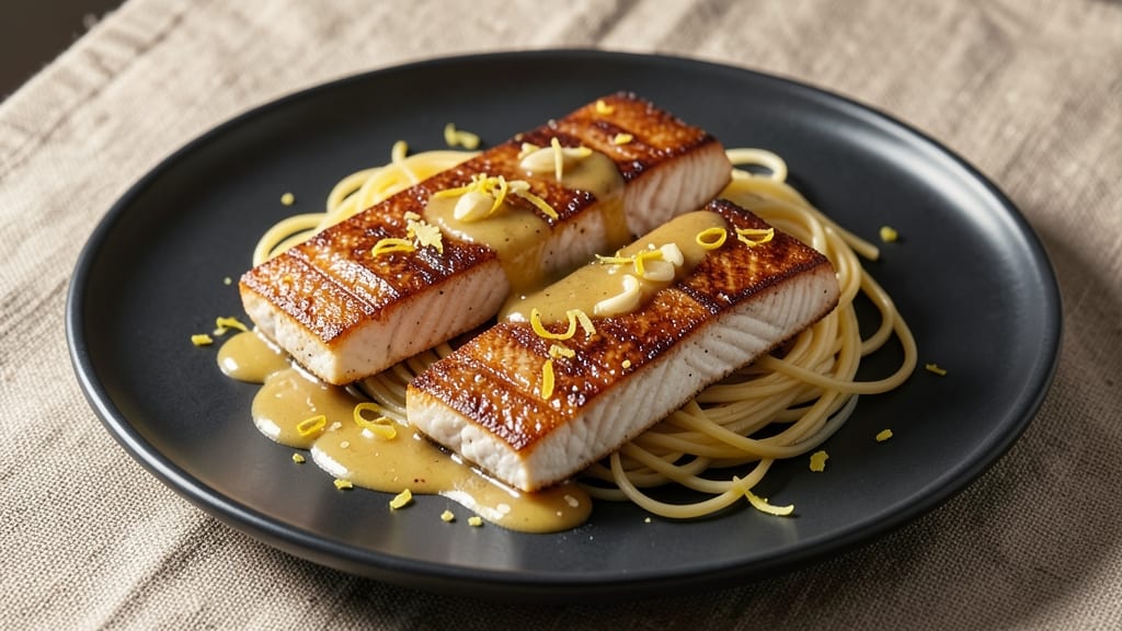 Halibut Pasta Recipe: Lemon Butter Sauce With Crispy Crust